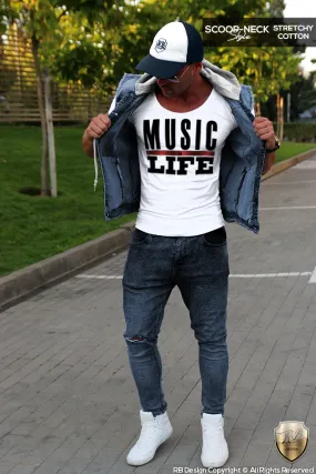 Music Is Life Men's Fashion T-shirt Dj Party Festival Tank Top MD109