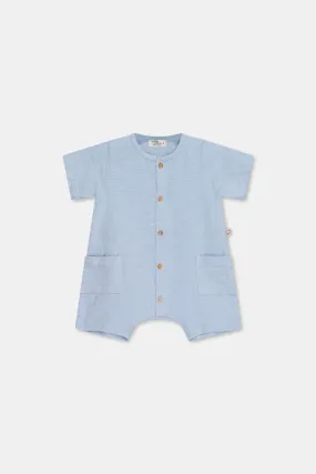 MY LITTLE COZMO DAKOTA SLUB BLUE ROMPER