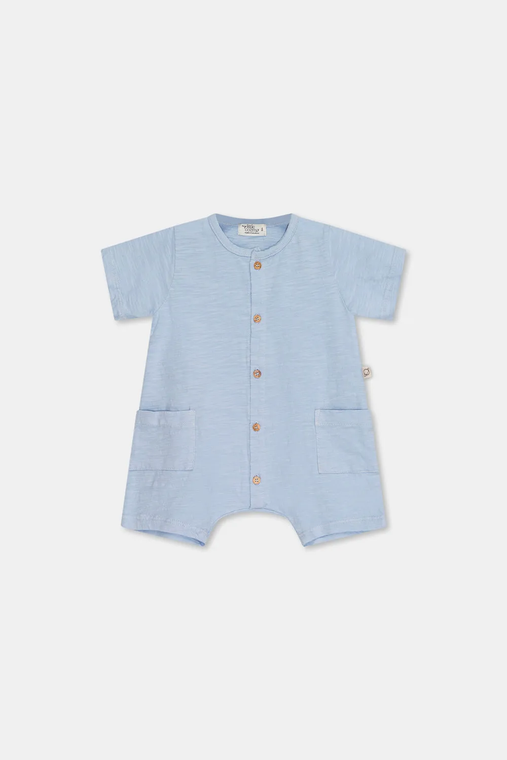 MY LITTLE COZMO DAKOTA SLUB BLUE ROMPER