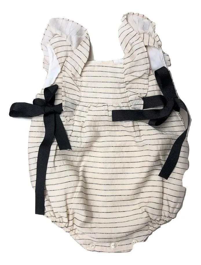 NUECES IVORY AND BLACK STRIPES BELLADONNA ROMPER