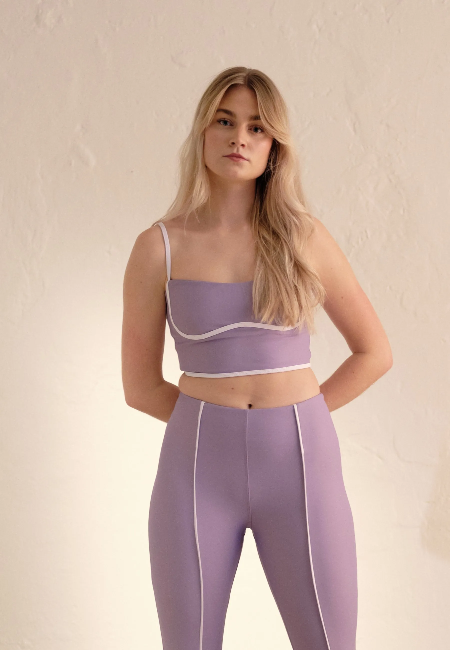 Piping Detail Leggings - Lavender