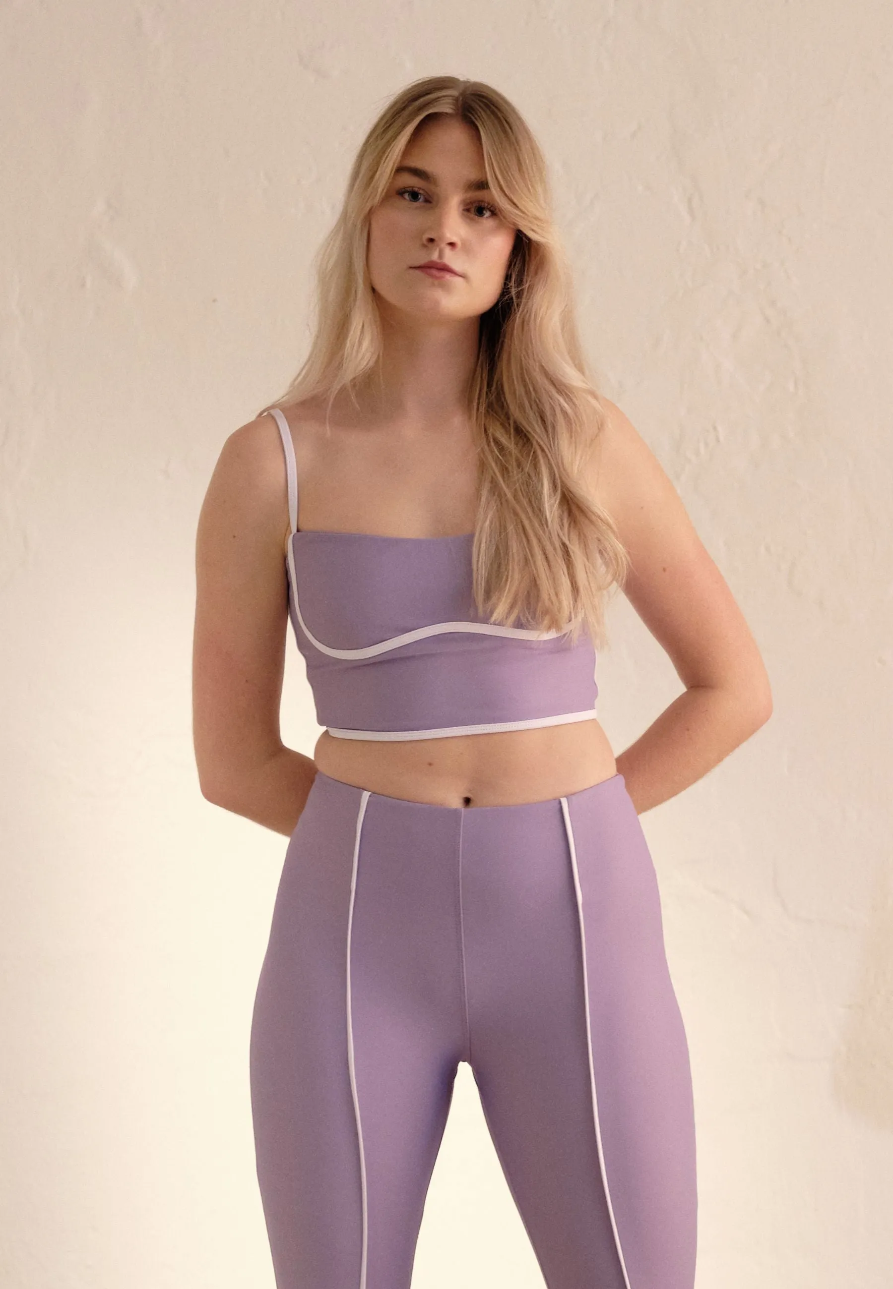 Piping Detail Leggings - Lavender