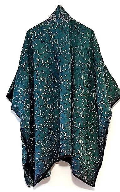 Plus Size - Specialty Collection: Hand Embroidered Short Jacket Fully Reversible. Teal