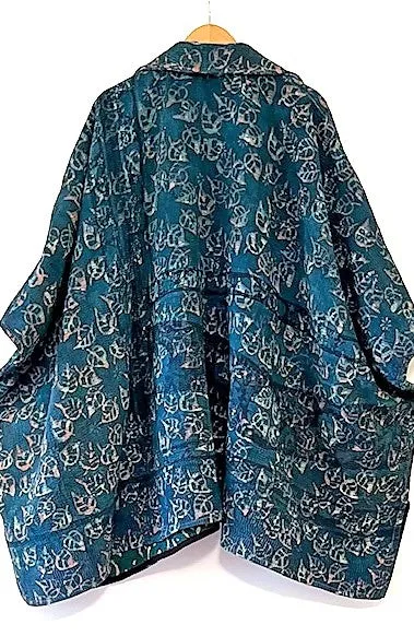 Plus Size - Specialty Collection: Hand Embroidered Short Jacket Fully Reversible. Teal