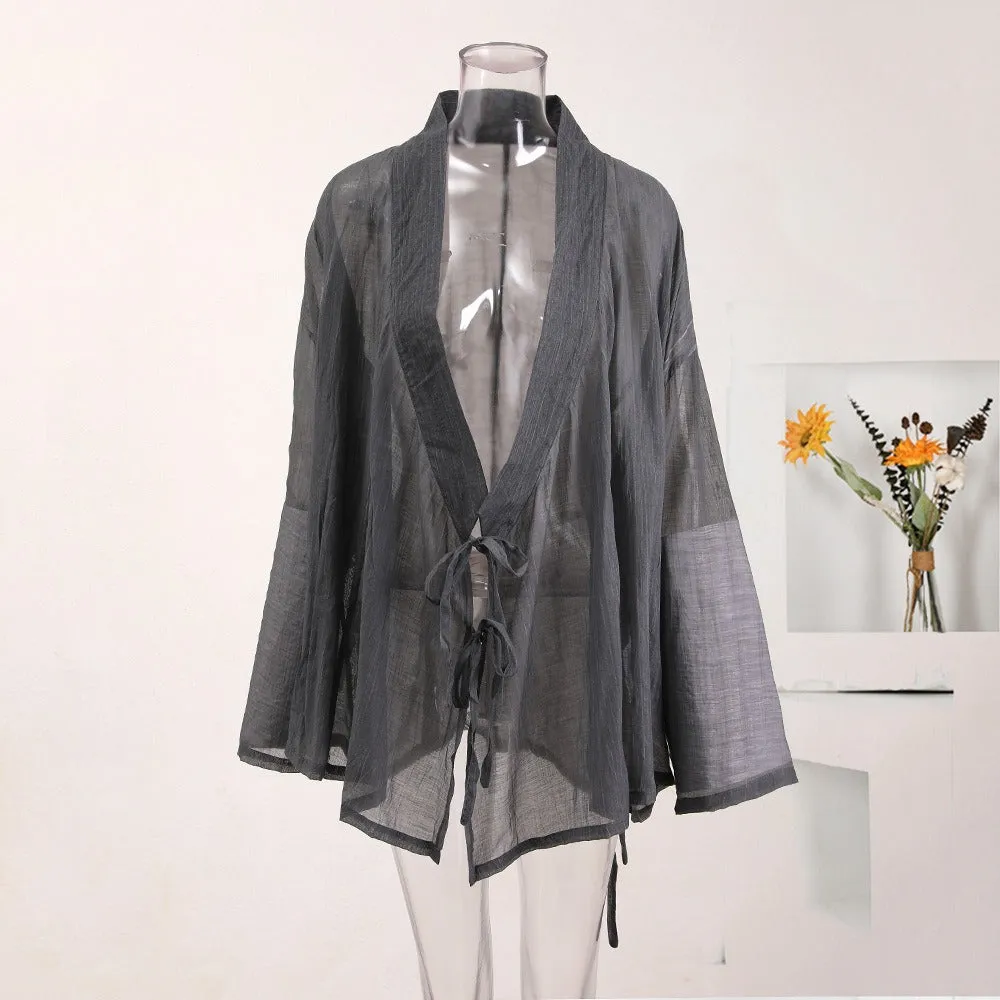 Pre Order:  Light Thin Lace Up Loose Shirt
