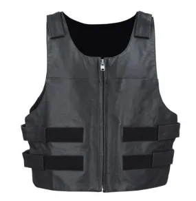 PREMIUM Tactical Style Mens Zippered Leather Club Vests