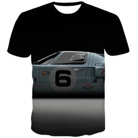 Racing Car T shirts Men Metal Tshirt Anime City T-shirts Graphic Gray Tshirt Printed Retro T-shirts 3d