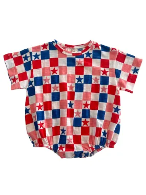 Red, White, Blue & Pink Checkerboard / Organic T-Shirt Bubble