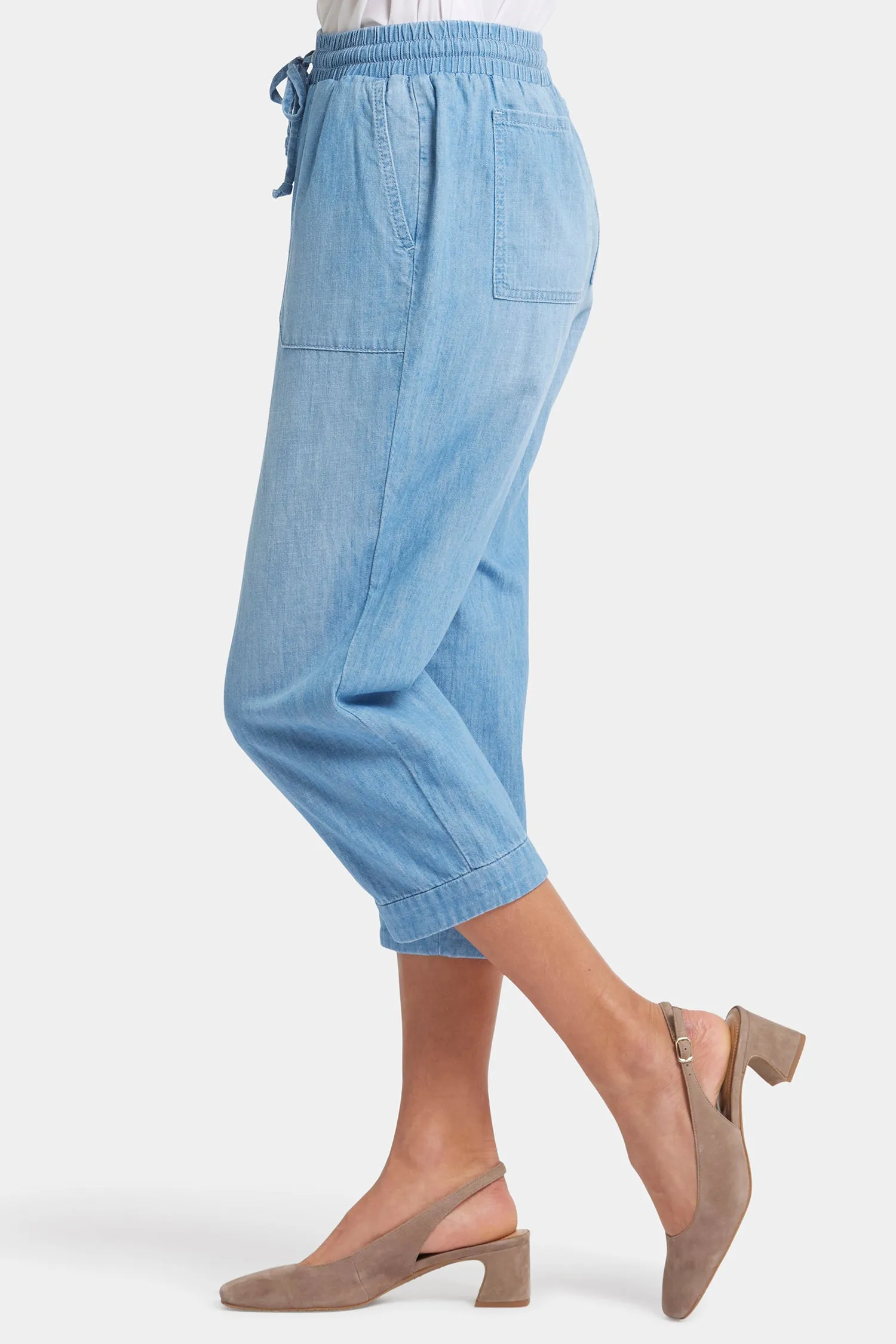 Relaxed Drawstring Cargo Pull-On Pants - Riviera Sky