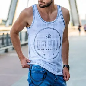 Retro Letter Printed Casual Fitness Vest