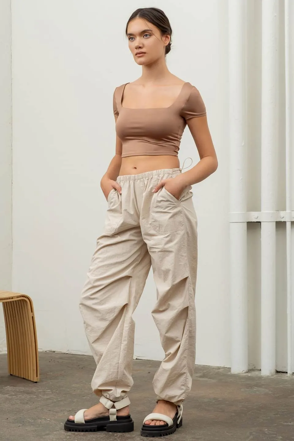 REVERSIBLE SOLID SQUARE NECK KNIT TOP