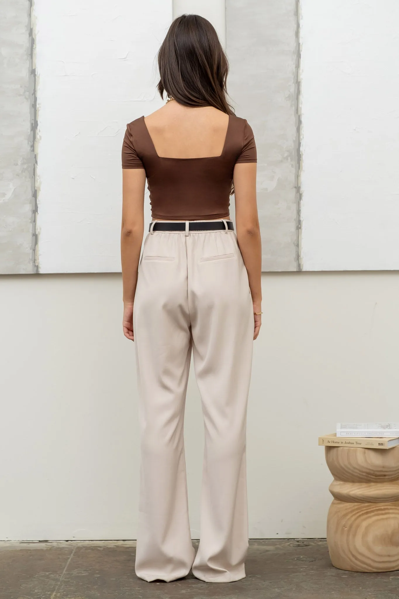 REVERSIBLE SOLID SQUARE NECK KNIT TOP