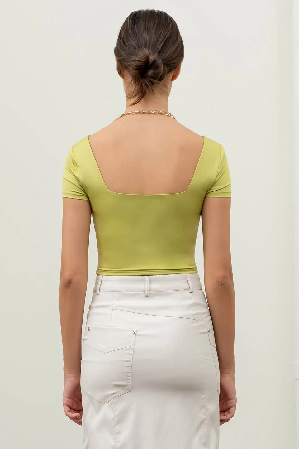 REVERSIBLE SOLID SQUARE NECK KNIT TOP