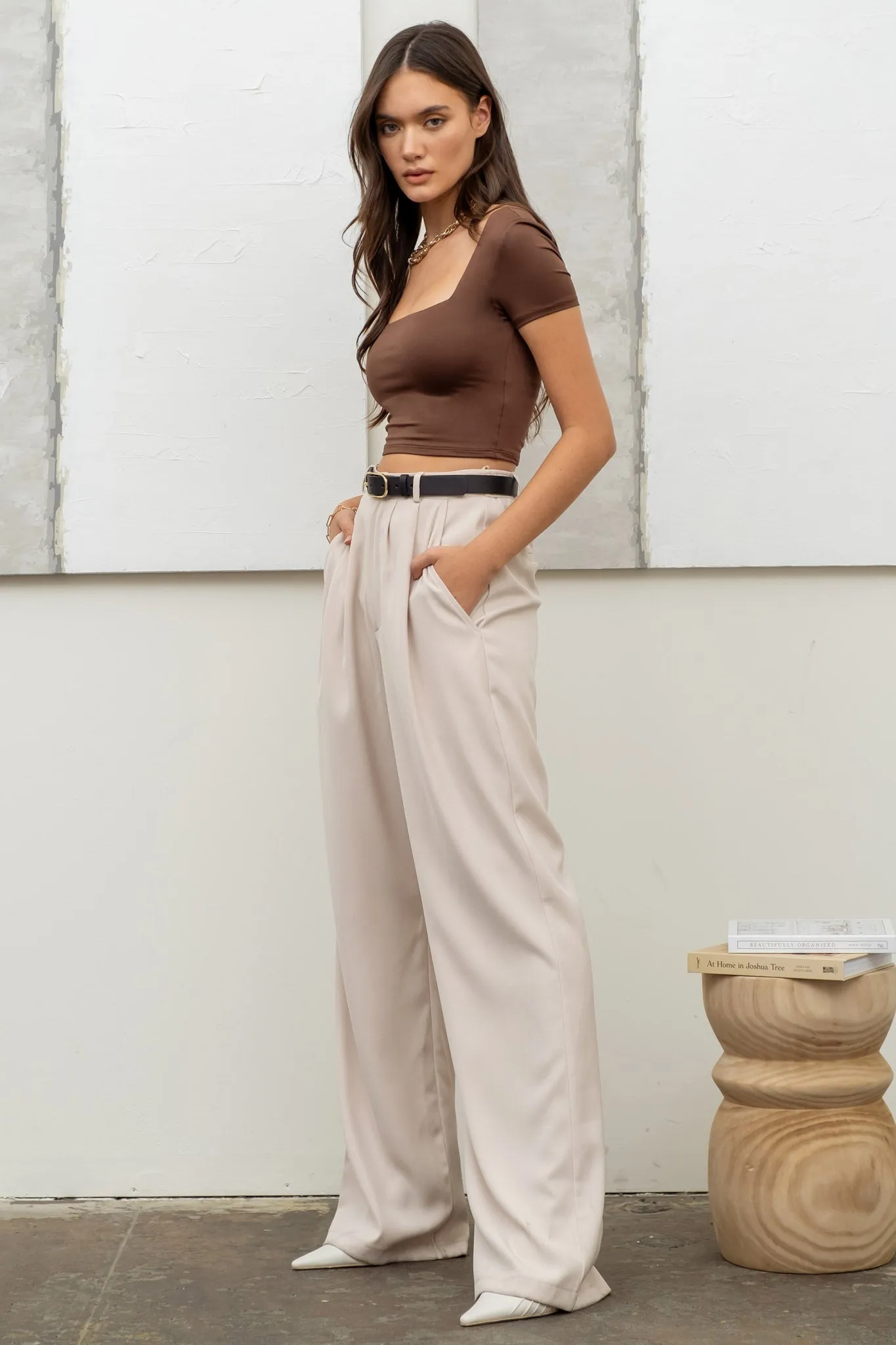 REVERSIBLE SOLID SQUARE NECK KNIT TOP