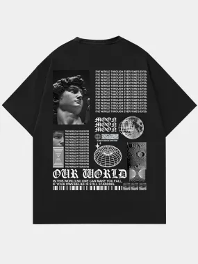 ROMWE Street Life Men Slogan Graphic Tee, School