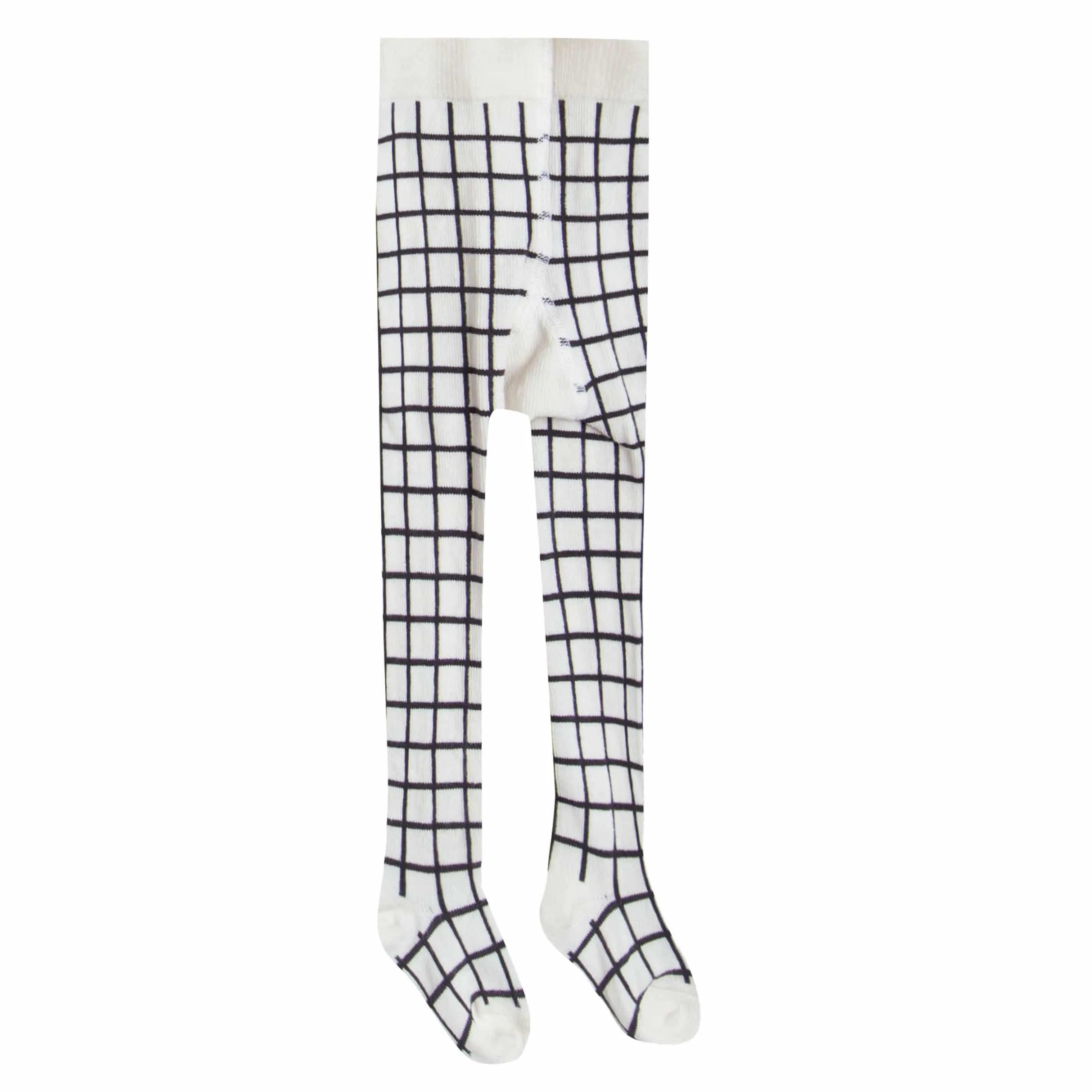Rylee and Cru Black Check Ribbed Girls Tights