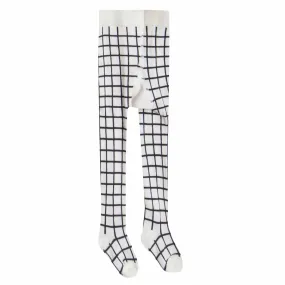 Rylee and Cru Black Check Ribbed Girls Tights