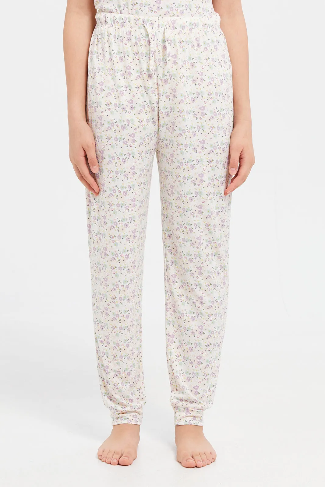Senior Girls Ivory Printed Pyjama Set (2 Piece)