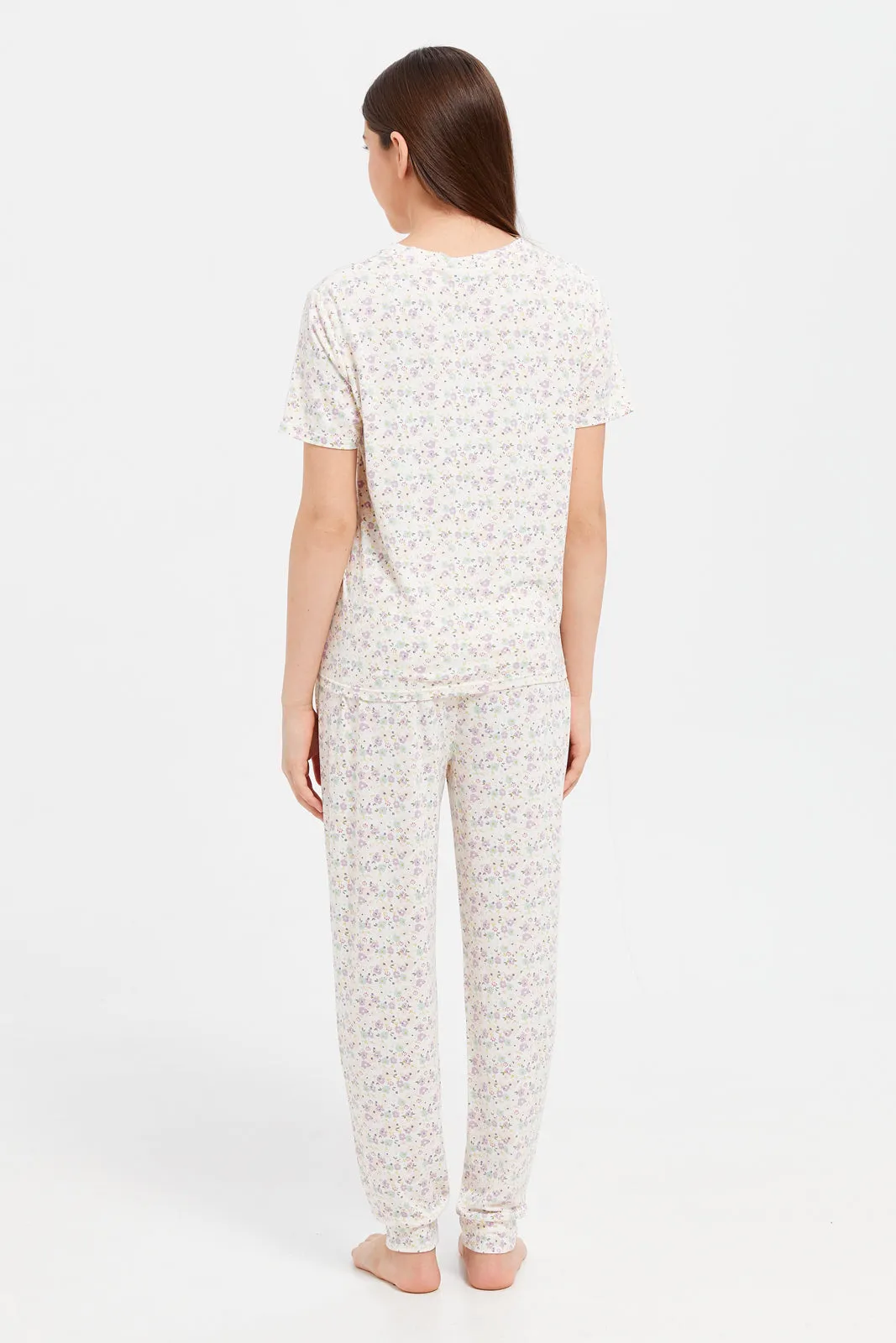 Senior Girls Ivory Printed Pyjama Set (2 Piece)