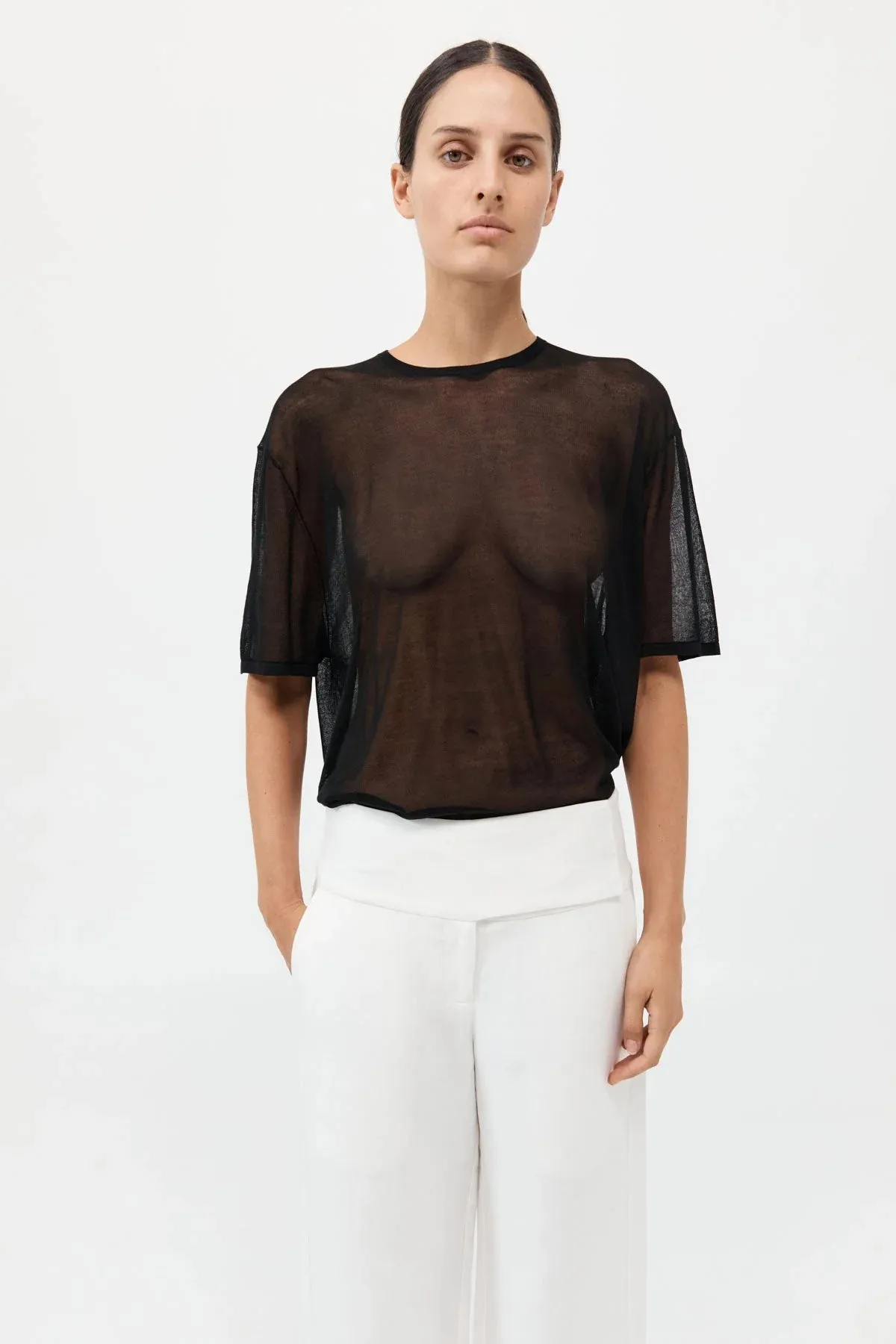 SHEER OVERSIZED TEE BLACK