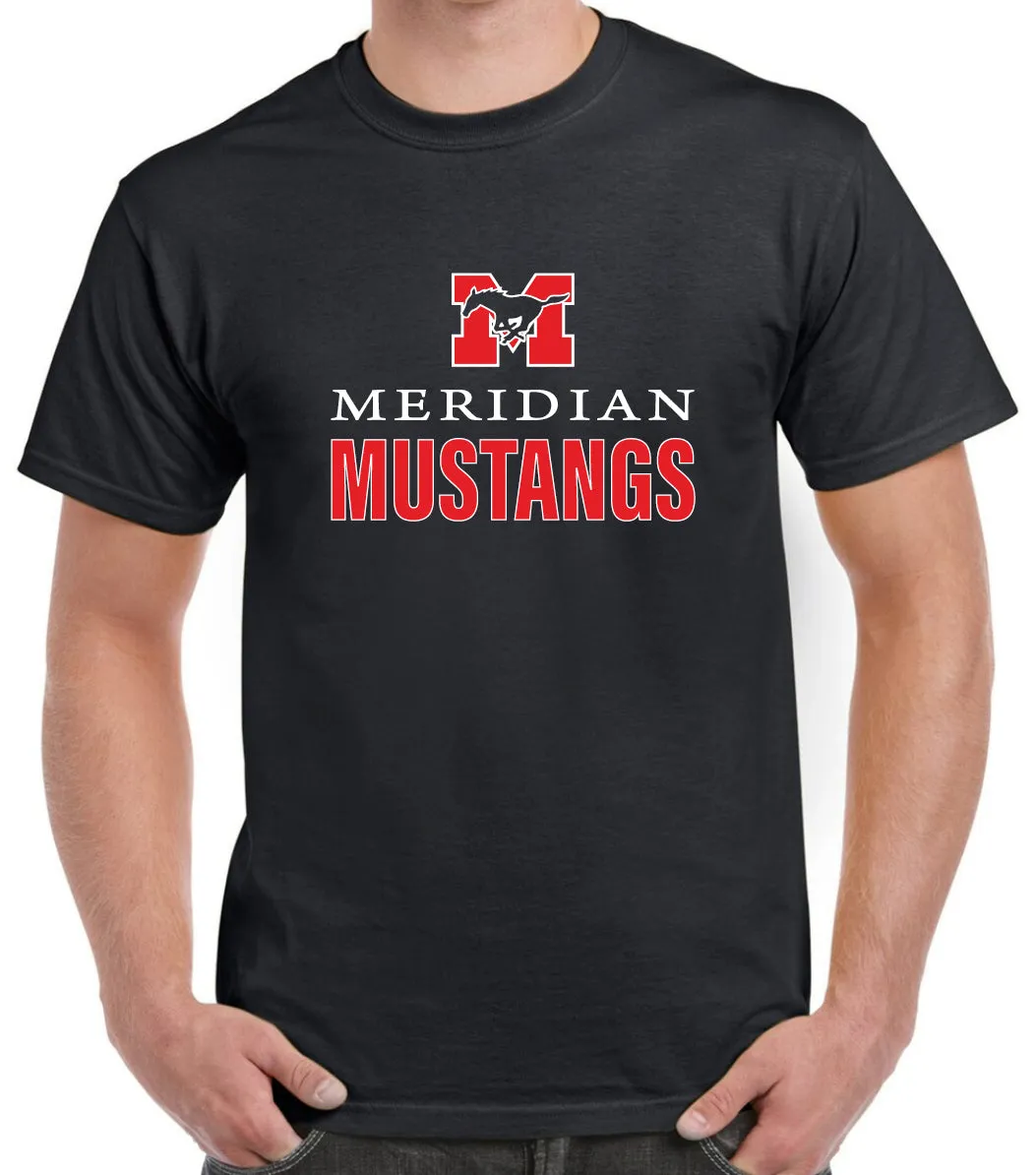 Short Sleeve T-Shirt - Black with "Meridian Mustangs"
