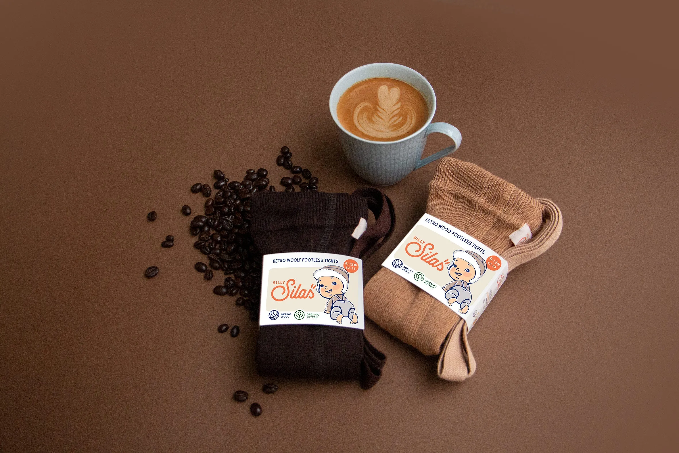Silly Silas Wooly Footless Wool Tights, Cappucino Brown