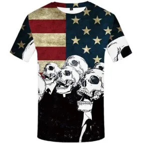 Skull T shirts Men Skeleton Tshirts Novelty United States T-shirts Graphic Cosplay Shirt Print Black And White Tshirt Anime
