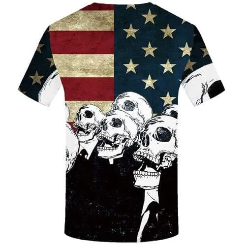 Skull T shirts Men Skeleton Tshirts Novelty United States T-shirts Graphic Cosplay Shirt Print Black And White Tshirt Anime