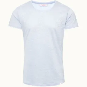 Soft Blue Linen Crew Neck T-shirt