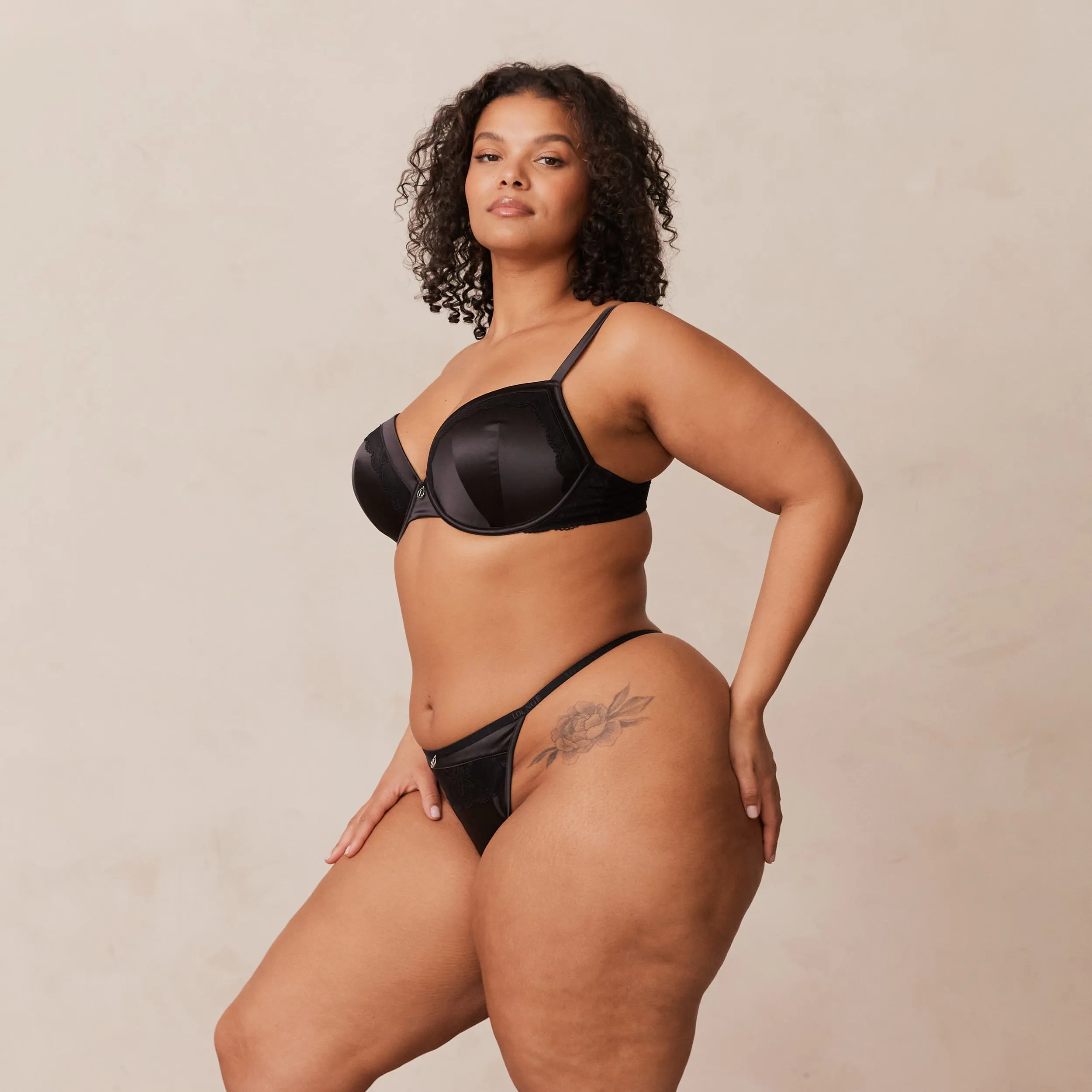 Soft Satin T-shirt Bra  - Black