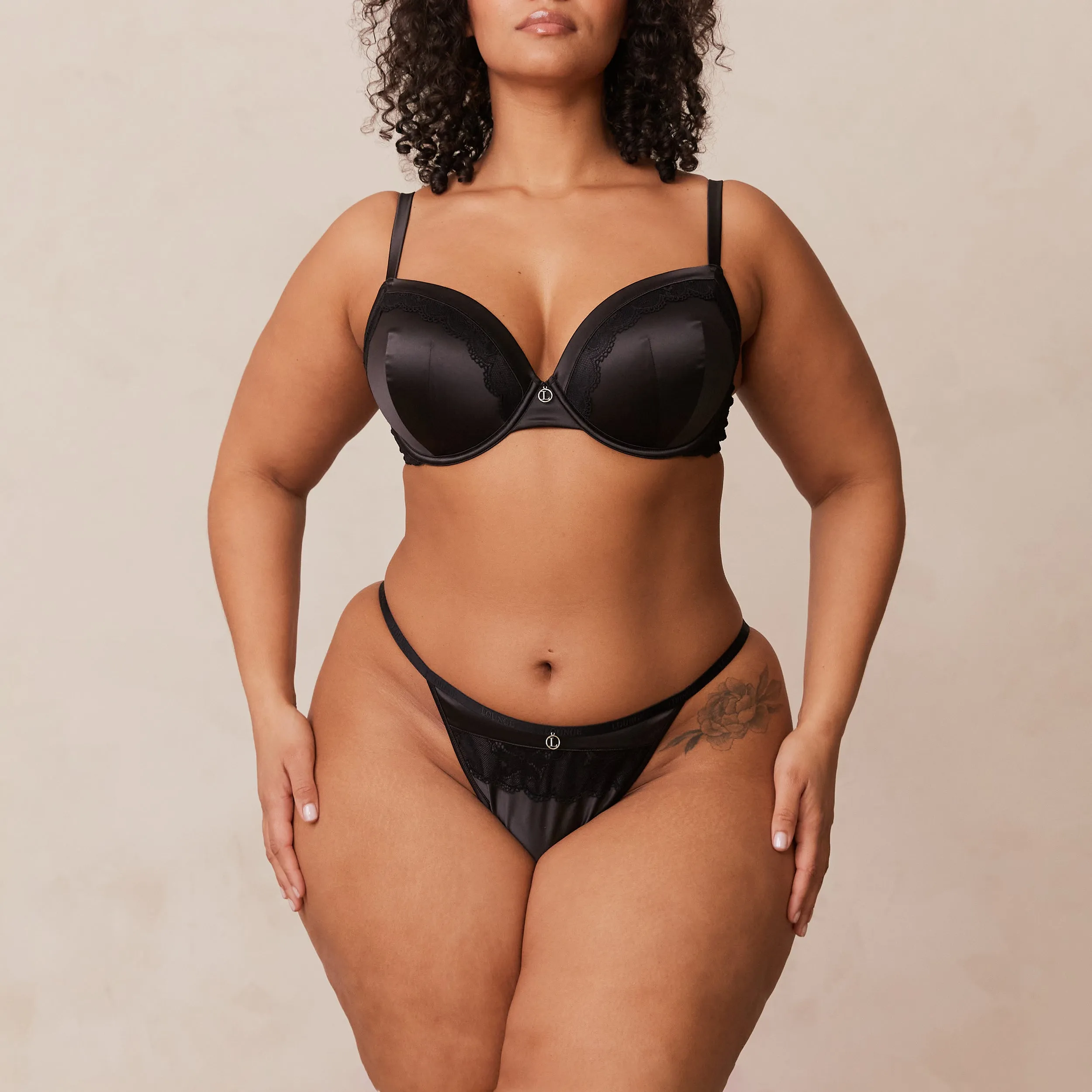 Soft Satin T-shirt Bra  - Black