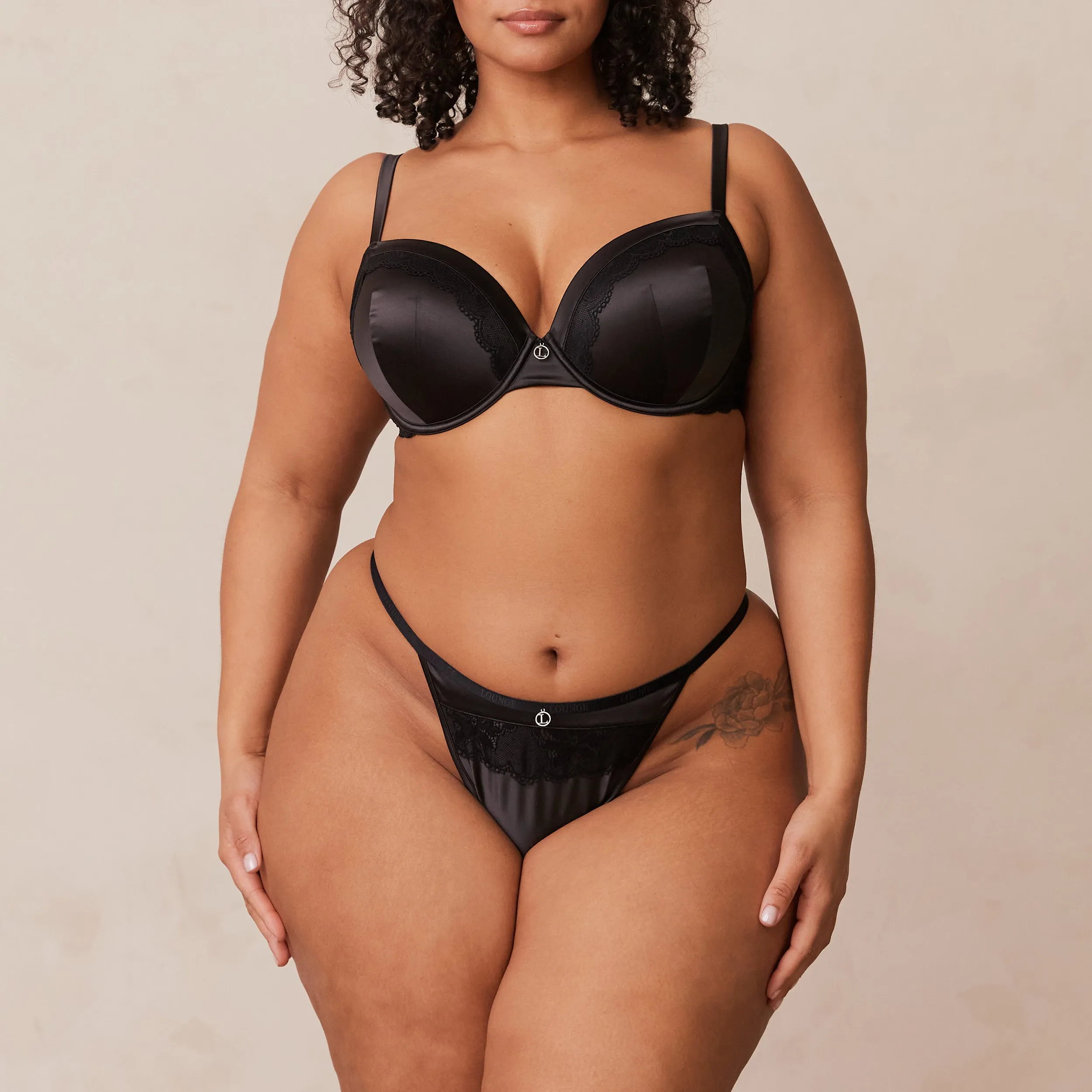 Soft Satin T-shirt Bra  - Black