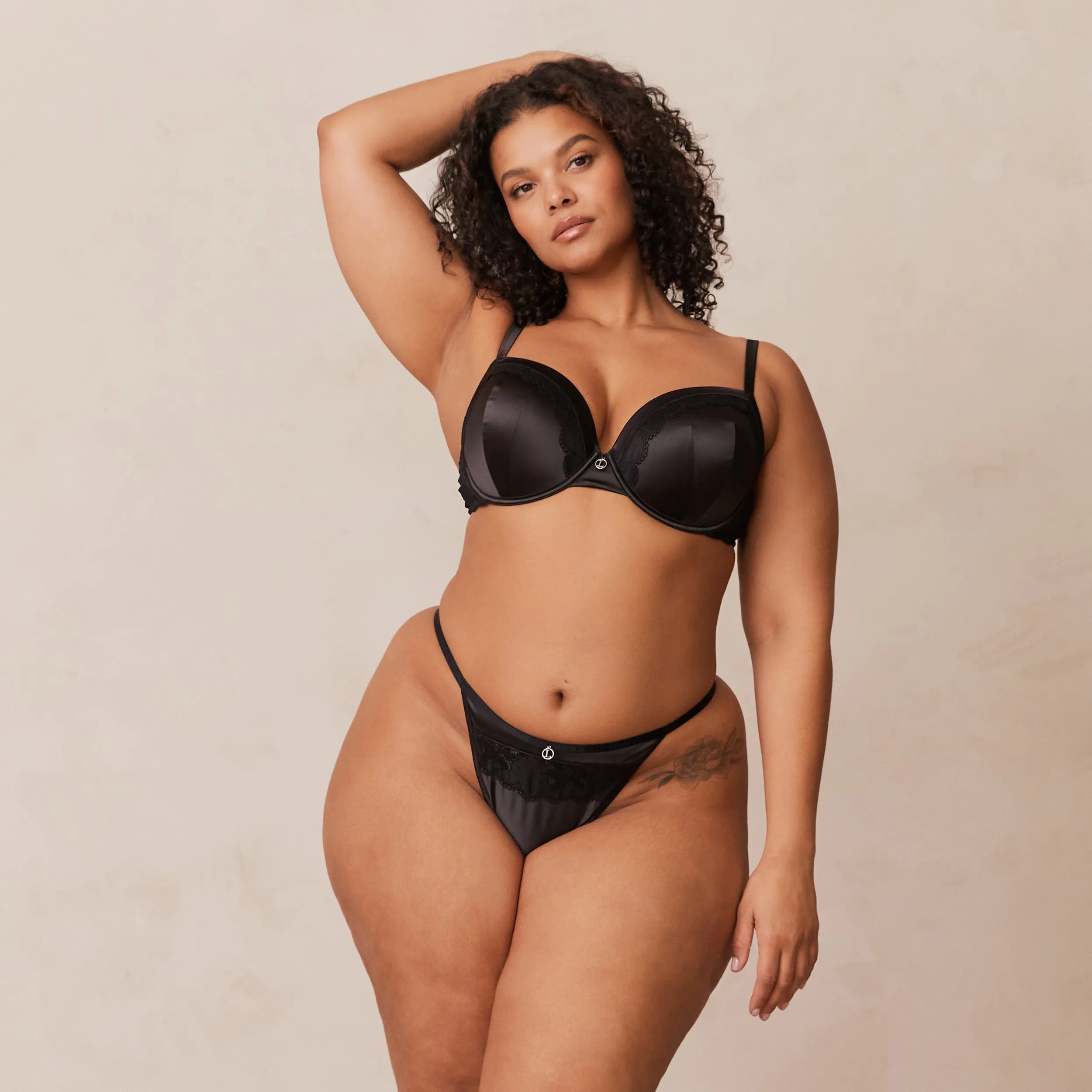 Soft Satin T-shirt Bra  - Black