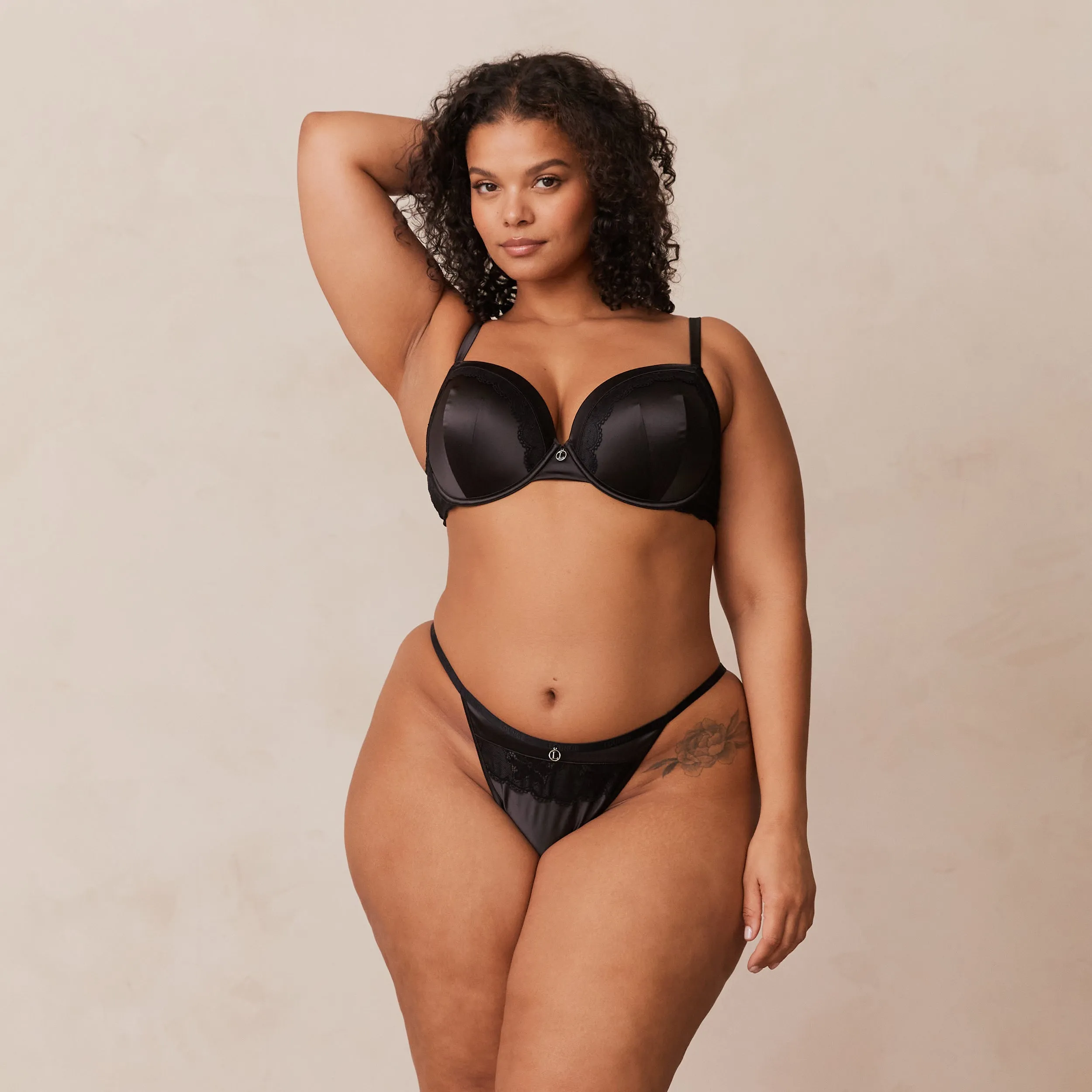 Soft Satin T-shirt Bra  - Black
