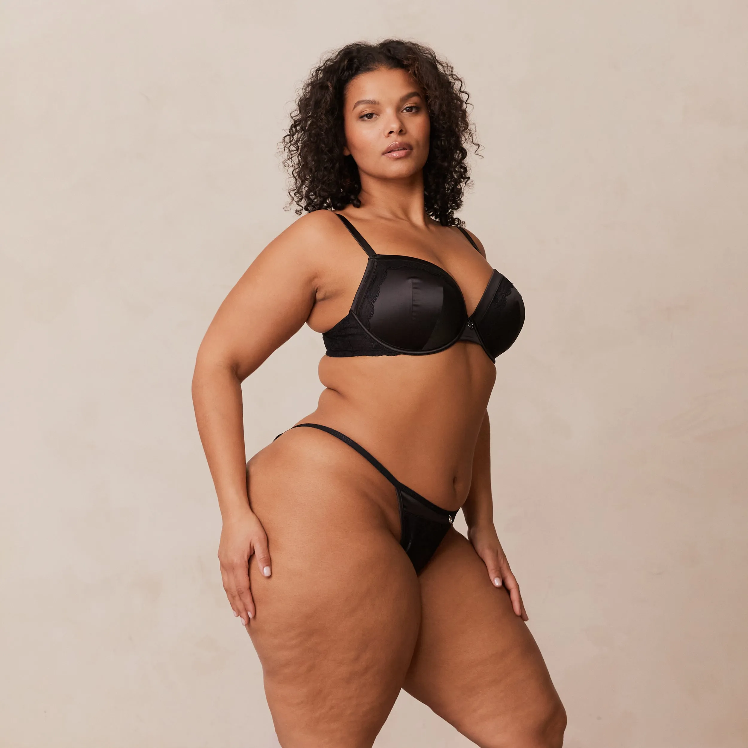 Soft Satin T-shirt Bra  - Black
