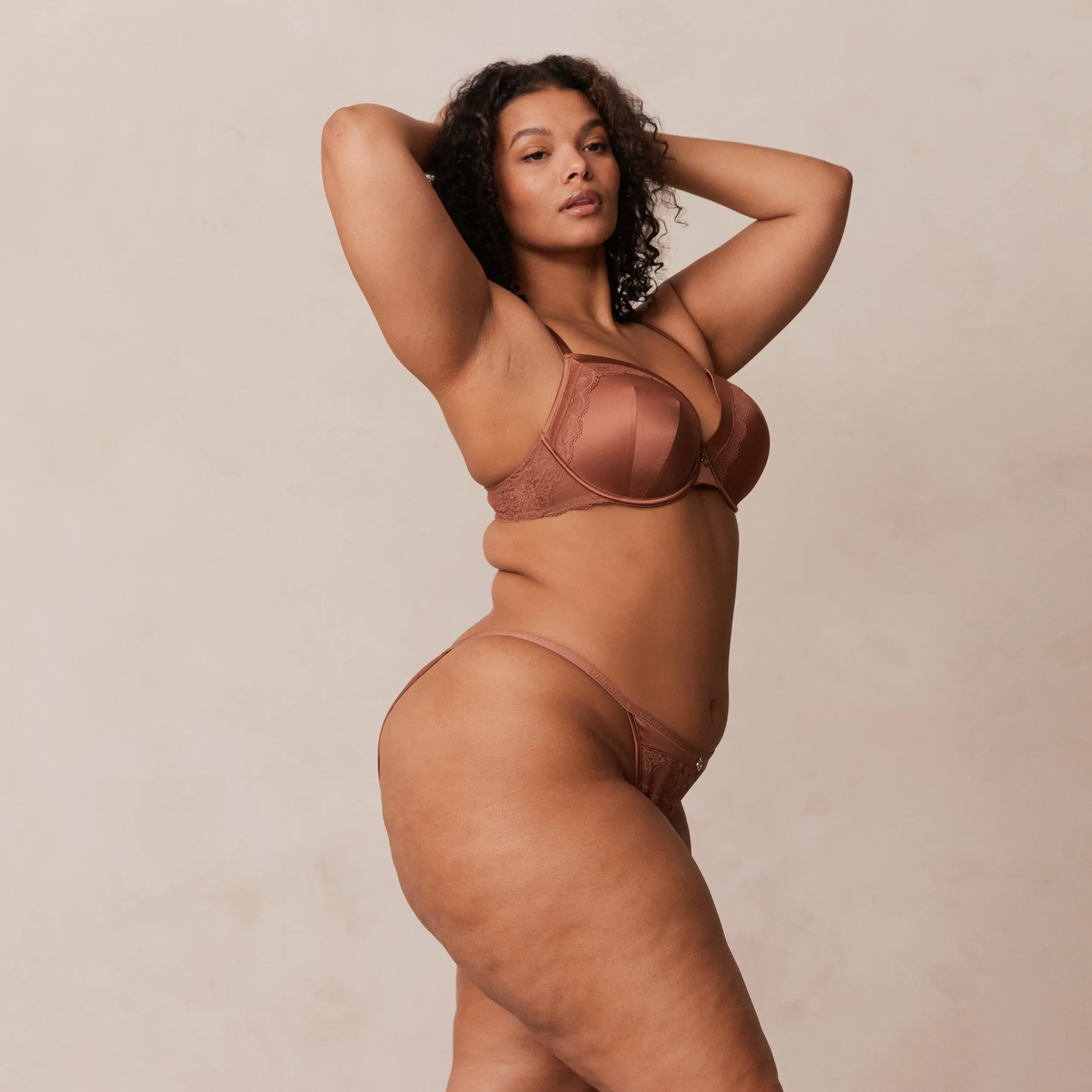 Soft Satin T-shirt Bra  - Mocha