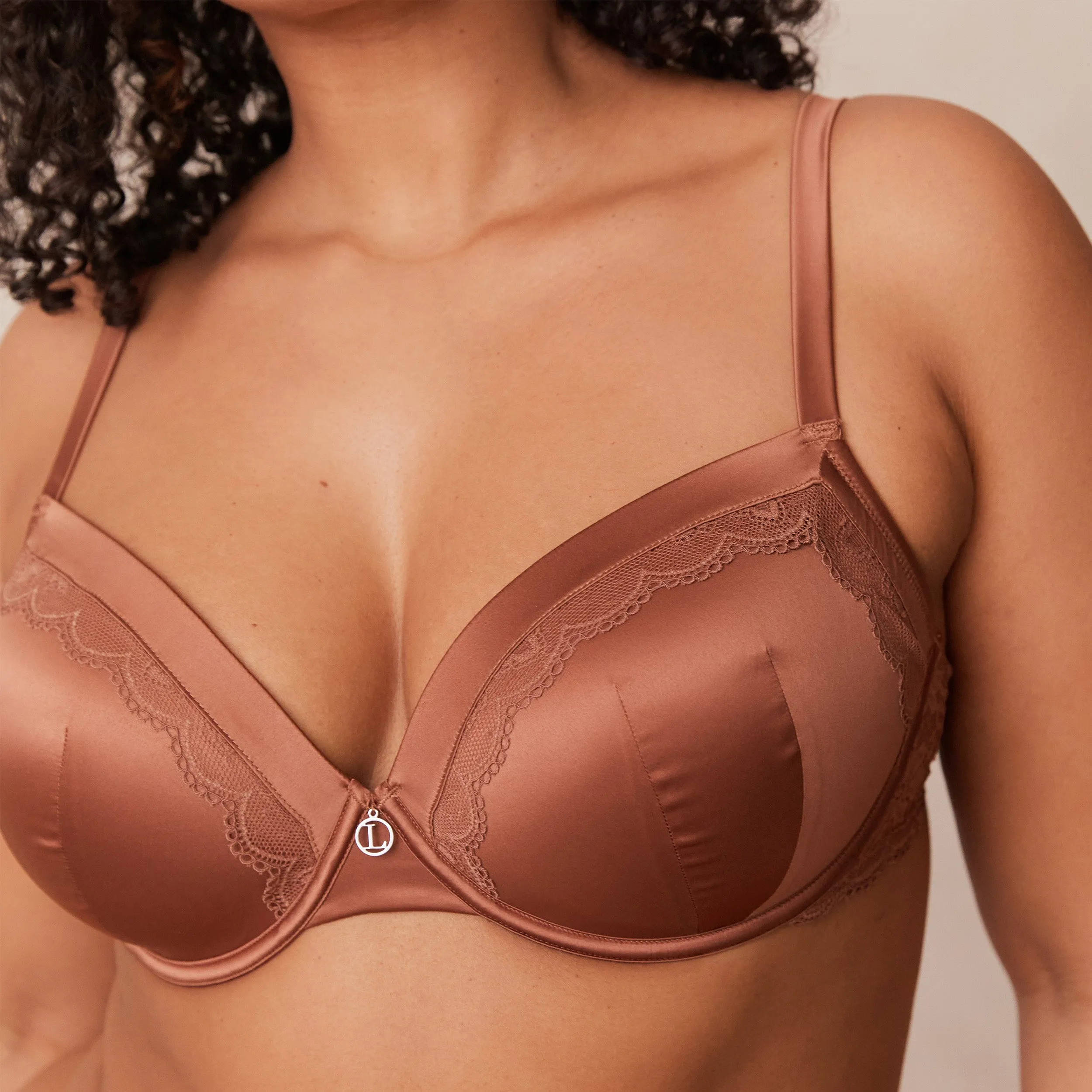 Soft Satin T-shirt Bra  - Mocha