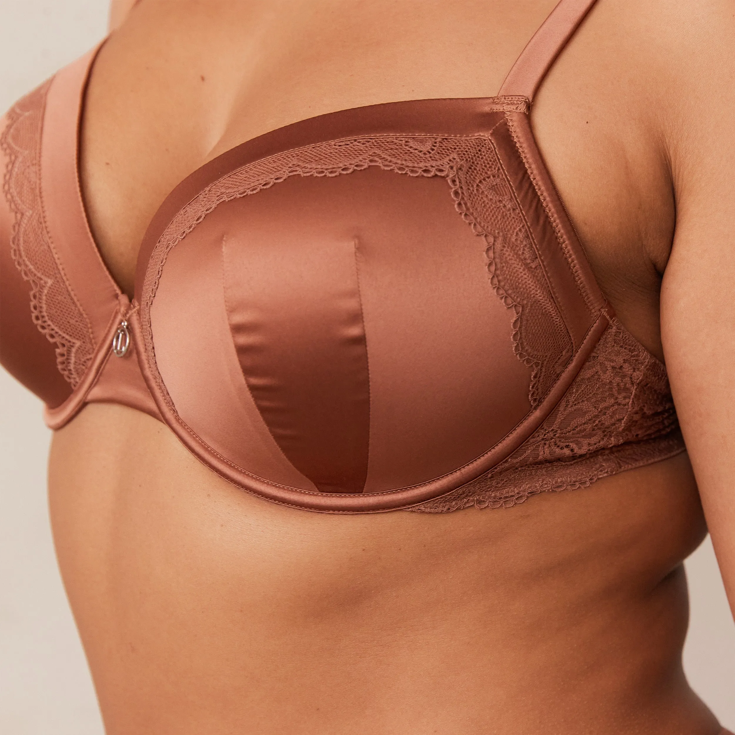 Soft Satin T-shirt Bra  - Mocha