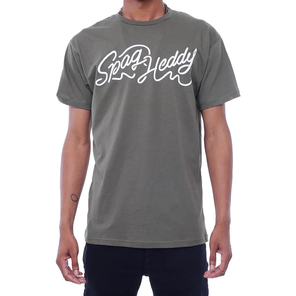Spaghetti Letters T Shirt Olive