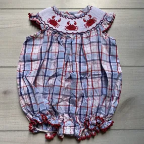 Stellybelly Crab Smocked Bubble Romper