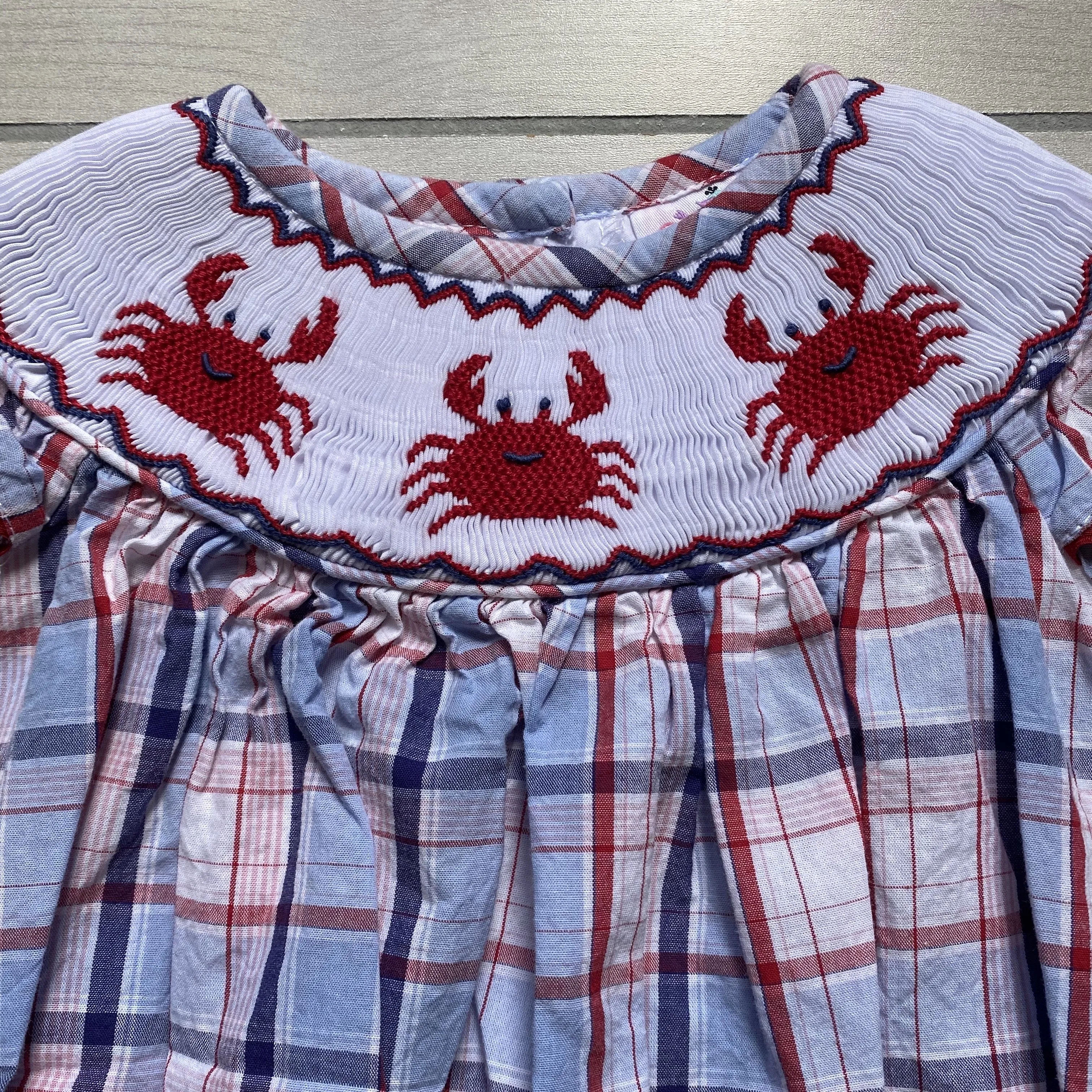 Stellybelly Crab Smocked Bubble Romper