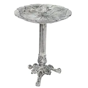 Sunnydaze Bird and Blossom Metal Bird Bath - Antique Gray - 13"