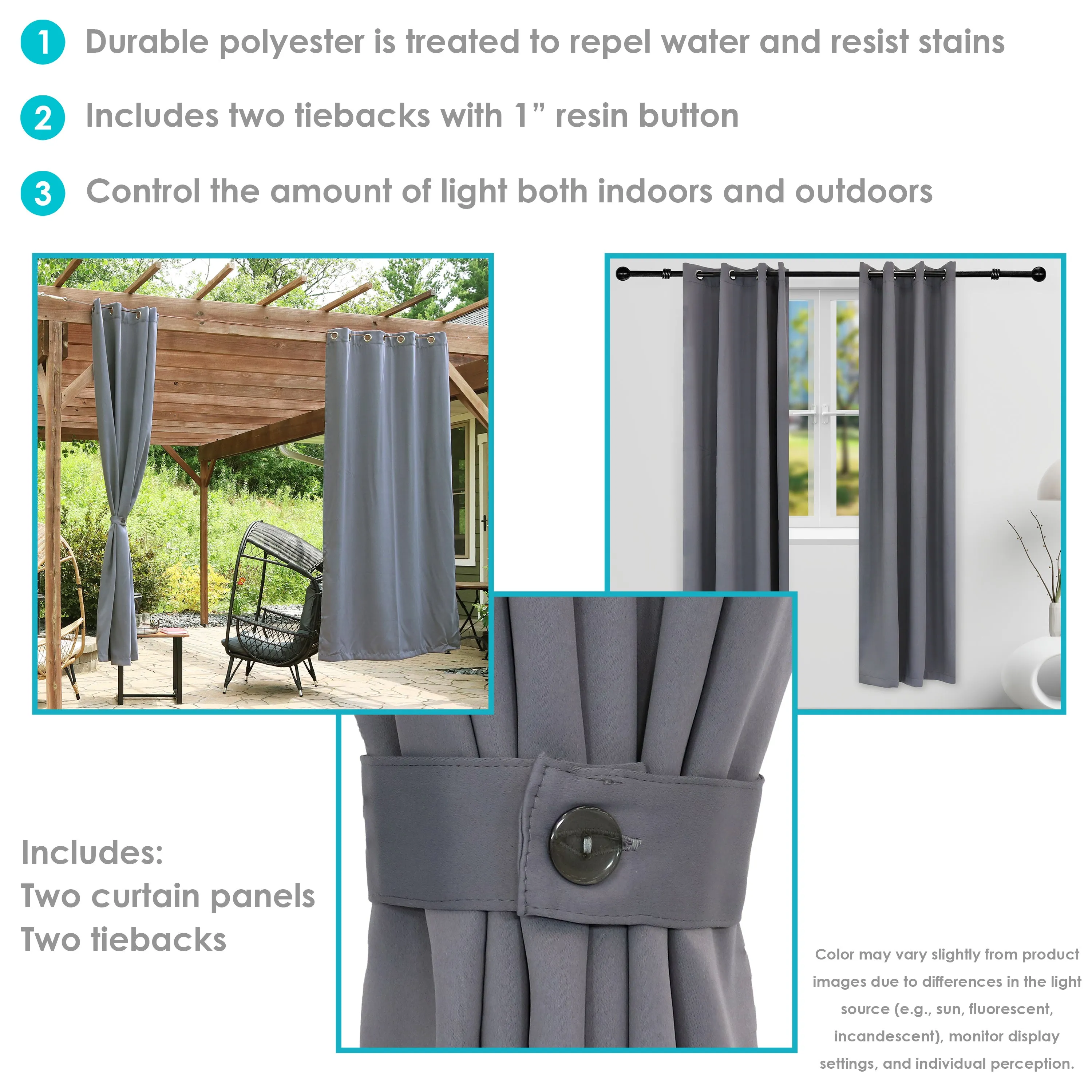 Sunnydaze Outdoor Blackout Curtain Panels with Grommet Top