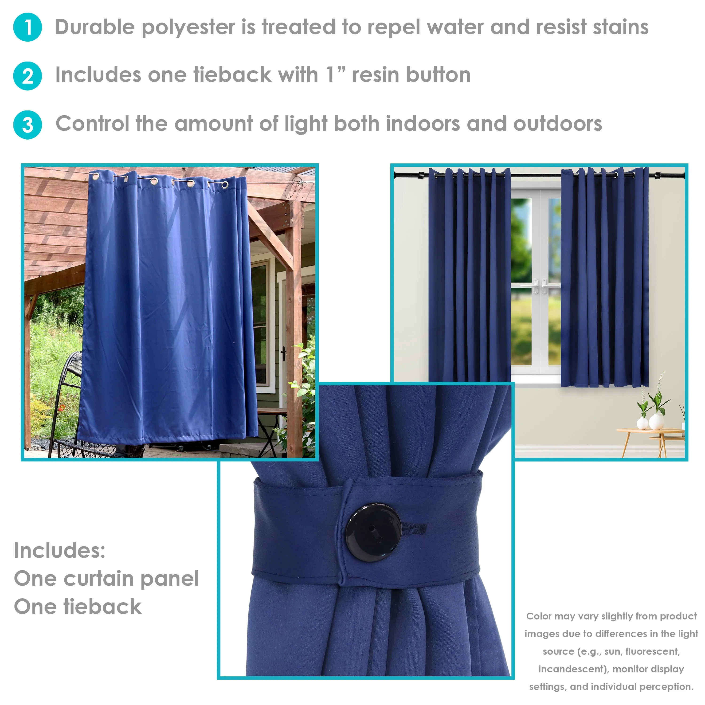 Sunnydaze Outdoor Blackout Curtain Panels with Grommet Top