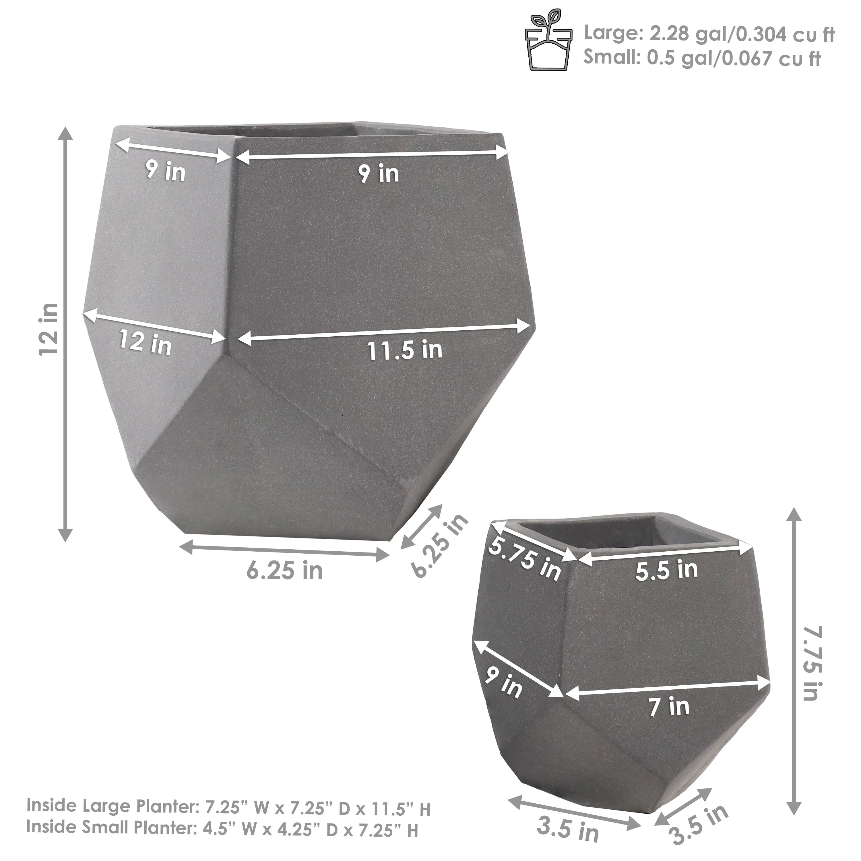 Sunnydaze Outdoor Concrete Planter Set - Moondust