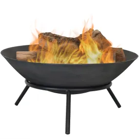 Sunnydaze Raised Cast Iron Fire Pit Bowl with Steel Finish - 22" Diameter