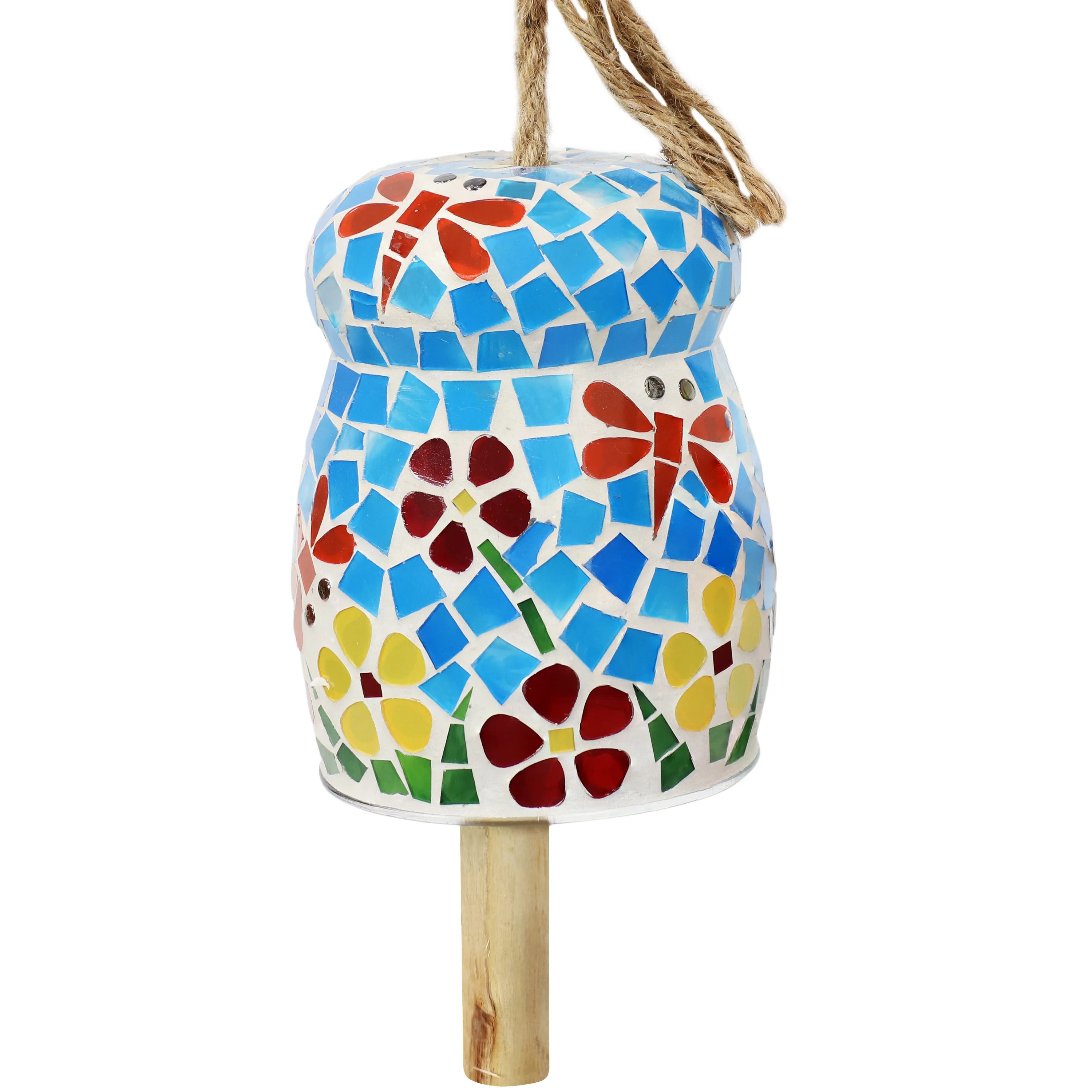 Sunnydaze Spring Flowers Mosaic Glass Wind Chime Bell