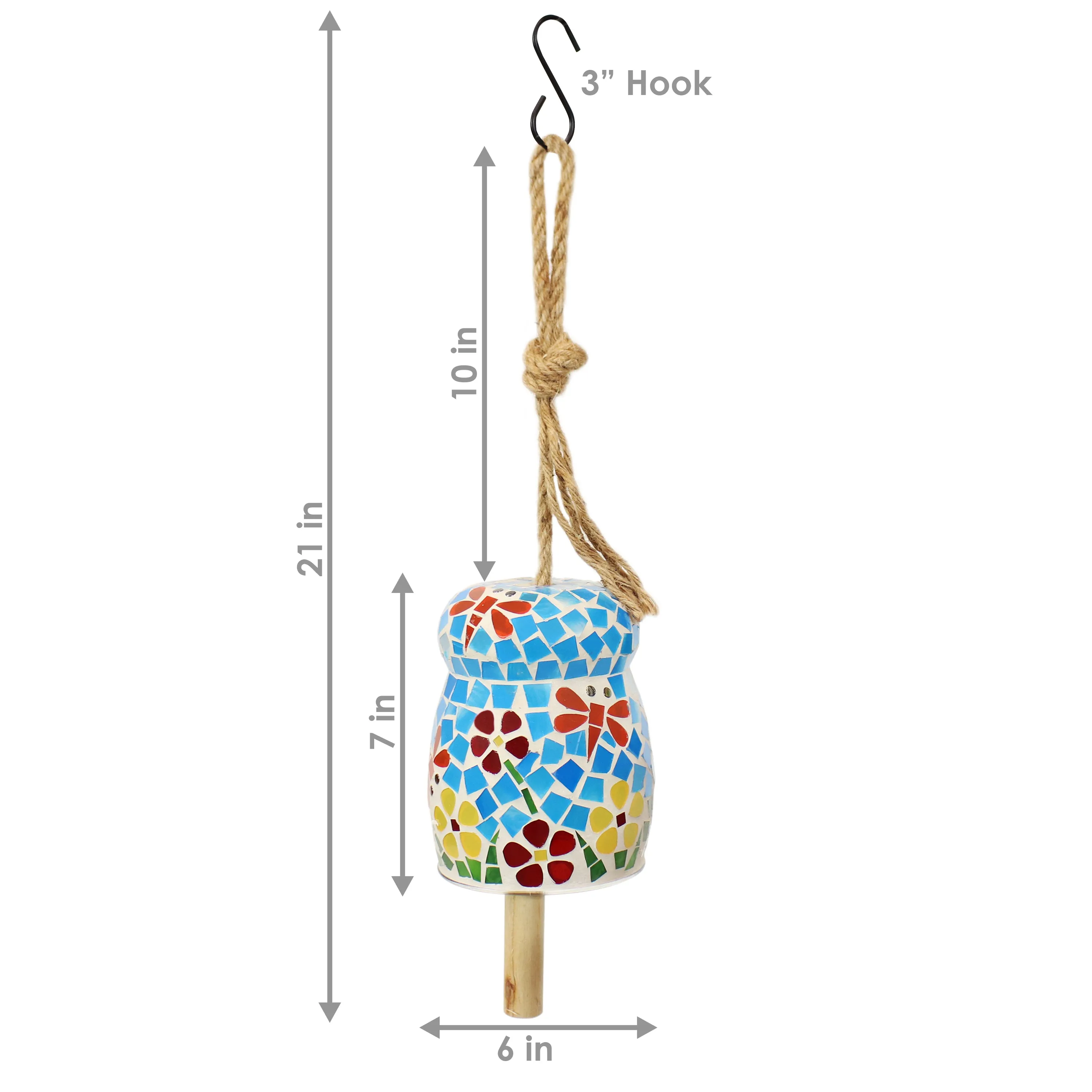 Sunnydaze Spring Flowers Mosaic Glass Wind Chime Bell