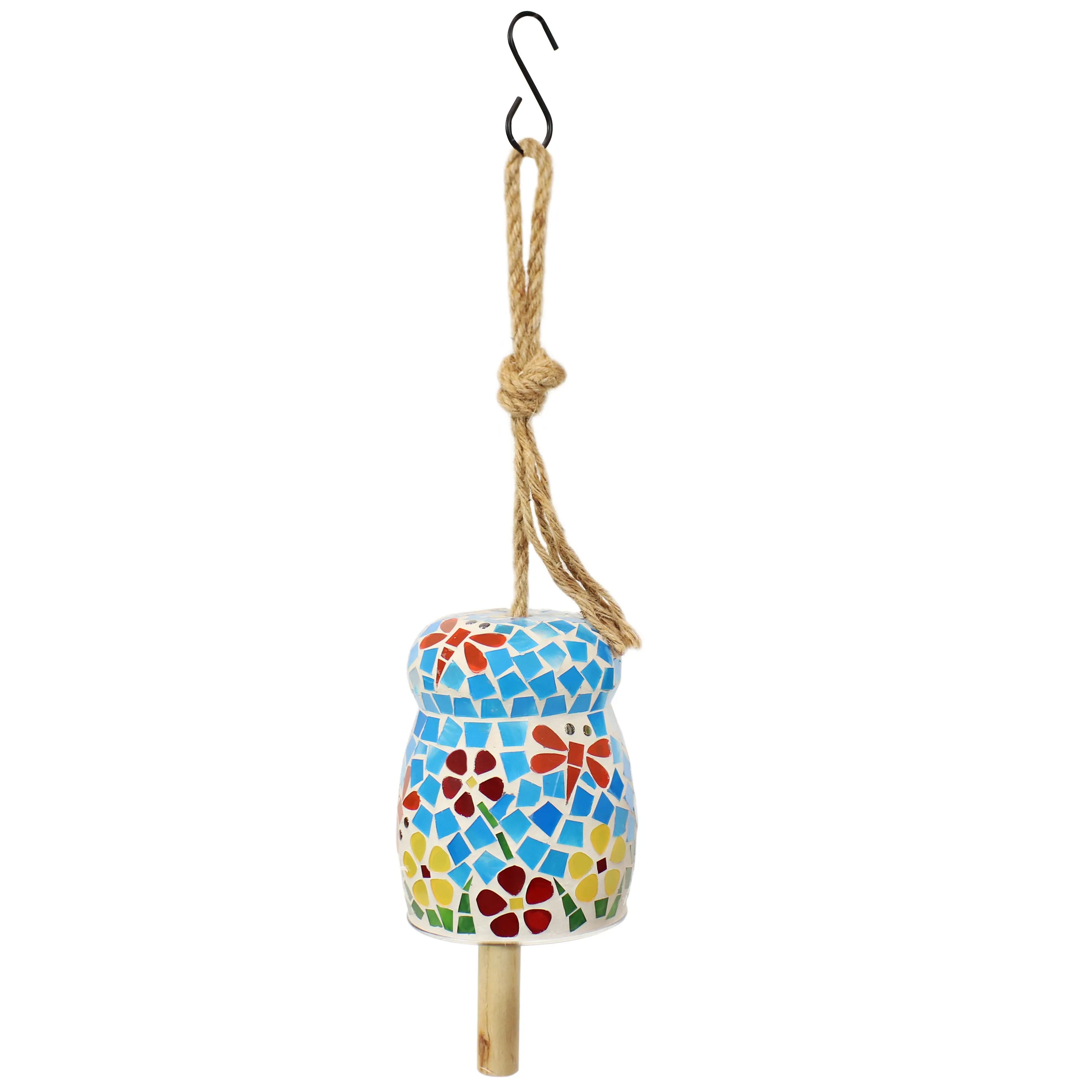 Sunnydaze Spring Flowers Mosaic Glass Wind Chime Bell