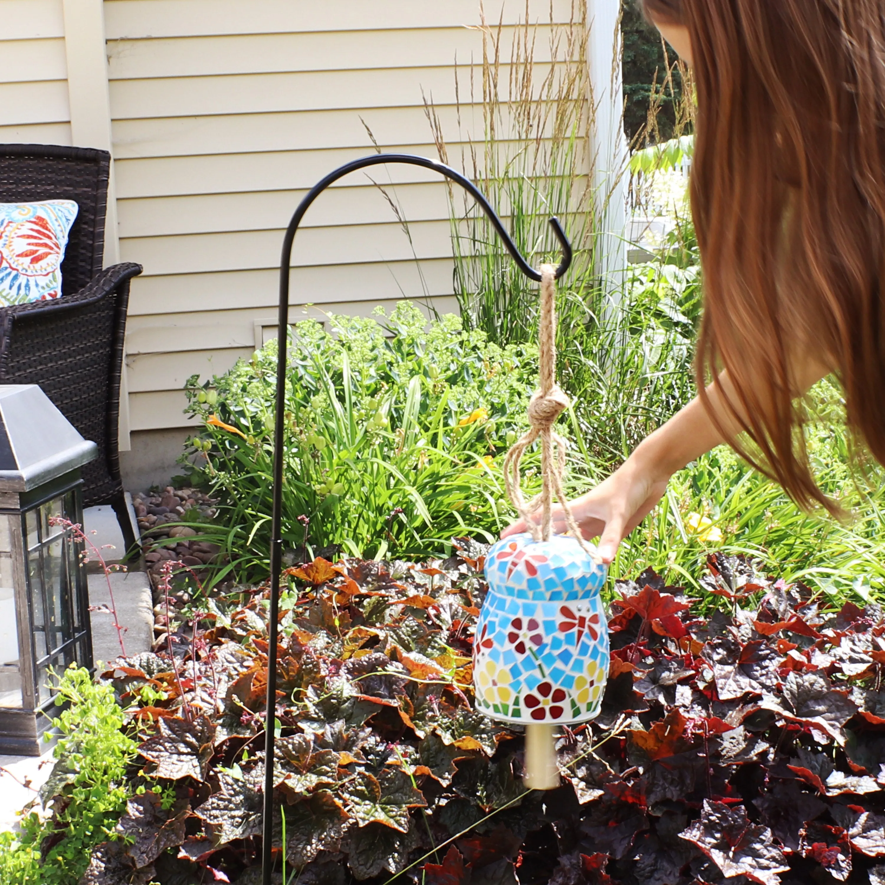 Sunnydaze Spring Flowers Mosaic Glass Wind Chime Bell